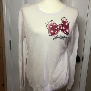 Disney Parks Minnie Mouse Bow White Sweater